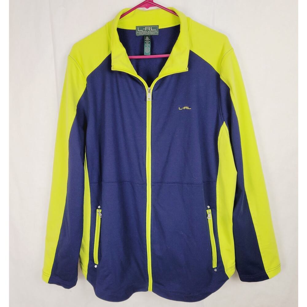 LRL Lauren Ralph Lauren Active blue and neon green full zip jacket Size 3X